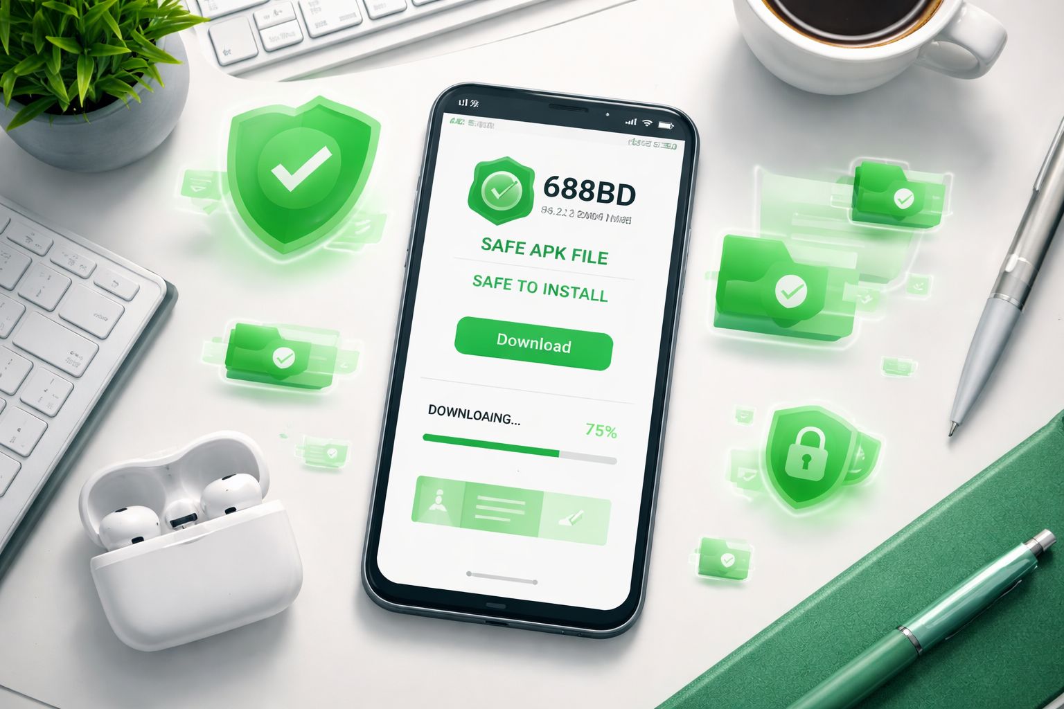 স্মার্টফোনে 688BD APK ডাউনলোড বিবরণ প্রদর্শিত