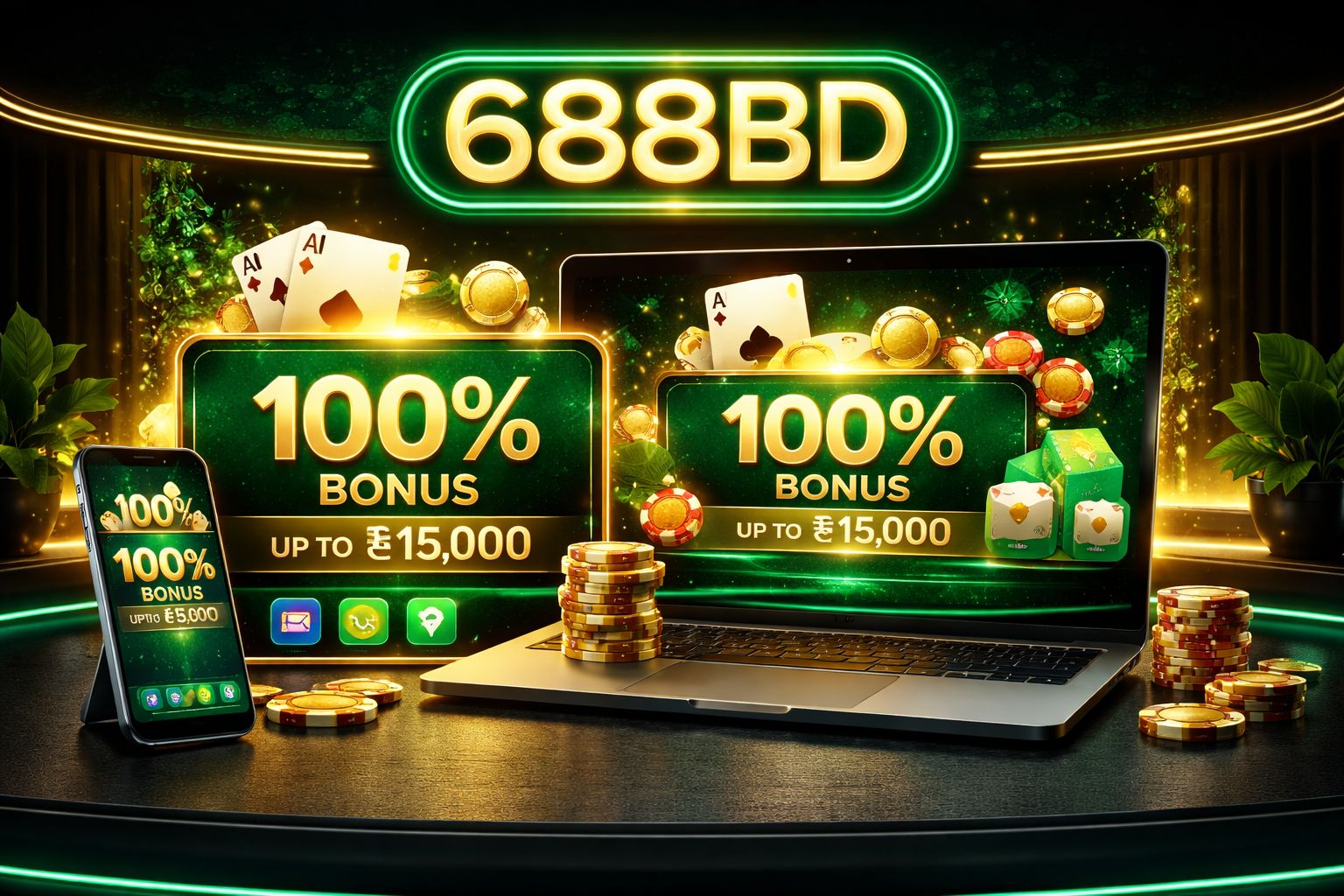 688BD bonus dashboard with welcome match and Bangladesh payment theme