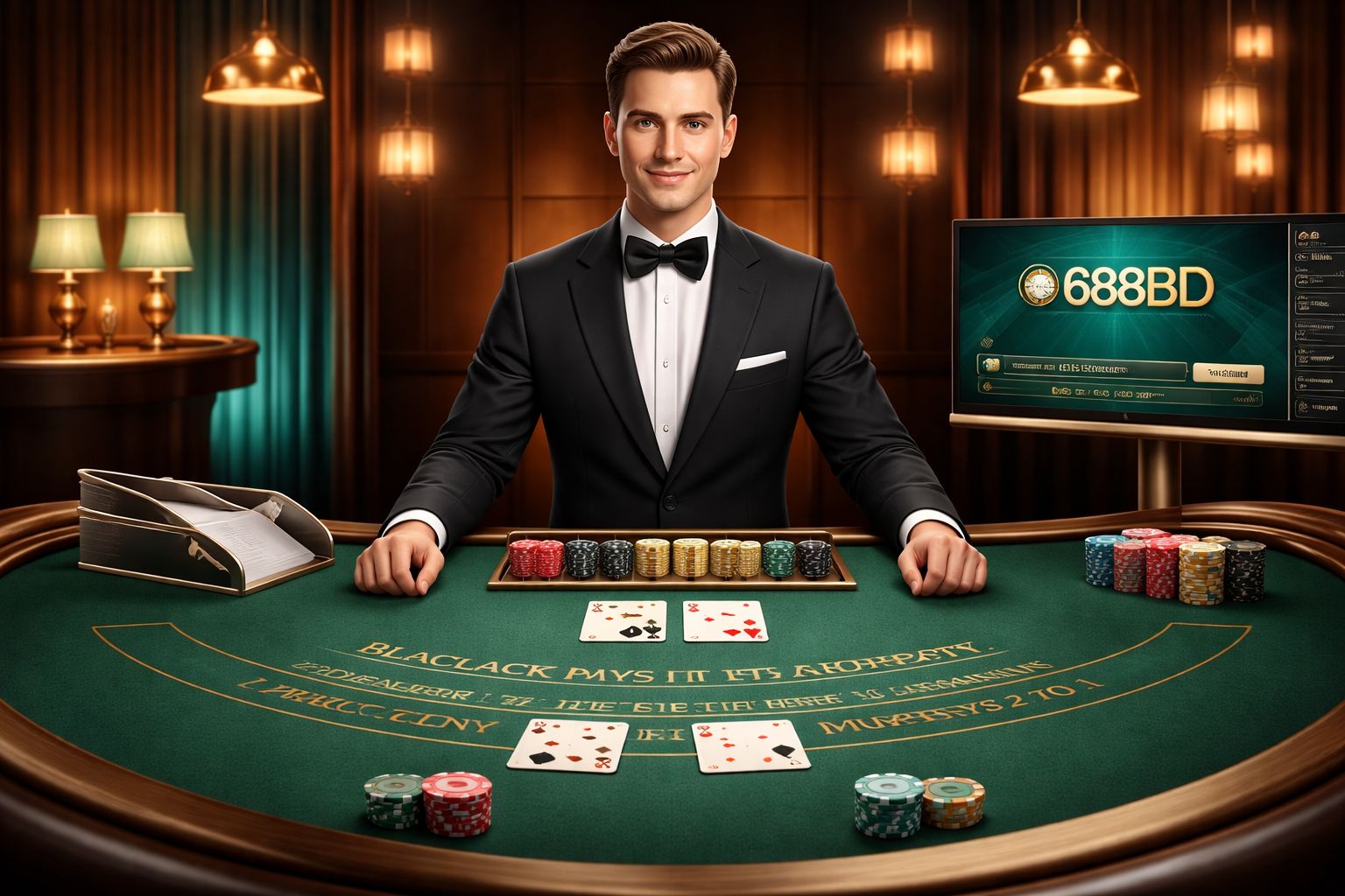 Professional live dealer studio table on 688BD interface